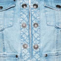 Pierre Balmain Light Blue Denim Shoulder Pad Detailed Jacket S