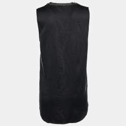 Pre Owned Pierre Balmain Black Silk Embellished Neck Detail Sleeveless Top M