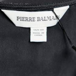 Pre Owned Pierre Balmain Black Silk Embellished Neck Detail Sleeveless Top M