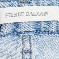Pre Owned Pierre Balmain Blue Denim Distressed Jeans M/Waist 28"