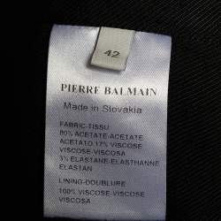 Pierre Balmain Black Crepe Collarless Double Breasted Jacket L