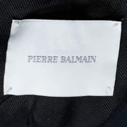 Pierre Balmain Black Crepe Collarless Double Breasted Jacket L