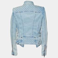Pierre Balmain Blue Denim Quilted Shoulder Detail Jacket M