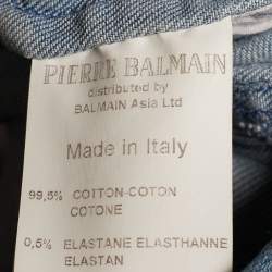 Pierre Balmain Blue Denim Quilted Shoulder Detail Jacket M