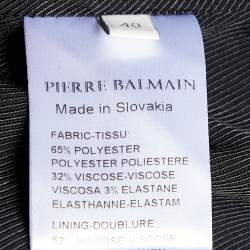 Pre Owned Pierre Balmain Navy Blue Crepe & Satin Lapel Double Breasted Blazer L