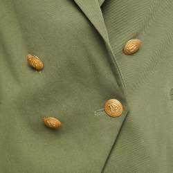 Pierre Balmain Olive Green Cotton Double Breasted Blazer M