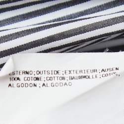 Pierre Balmain Blue Striped Cotton Studded Detail Button Front Sleeveless Shirt M