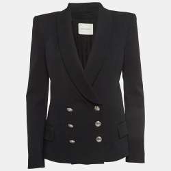 Pierre Balmain Black Crepe Double Breasted Blazer S
