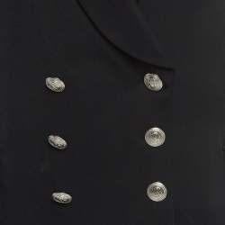 Pierre Balmain Black Crepe Double Breasted Blazer S
