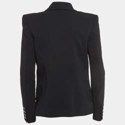 Pierre Balmain Black Crepe Double Breasted Blazer S