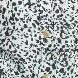  Pierre Balmain White Multicolor Printed Silk Romper Jumpsuit S