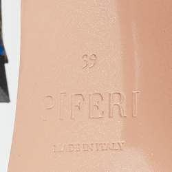 Pre Owned Pierre Balmain Blue Satin Crystal Embellished T-Strap Sandals Size 39