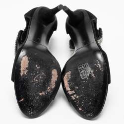 Pierre Balmain Black Suede Embellished Ankle Strap Sandals Size 39