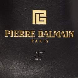 Pierre Balmain Black/ White Zebra Print Pony Hair and Leather Studded  Lace Up Oxfords Size 37