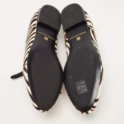 Pierre Balmain Black/ White Zebra Print Pony Hair and Leather Studded  Lace Up Oxfords Size 37