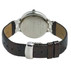 Pre Owned Balmain Black Stainless Steel Diamond Leather Christa 3175 Women's Wristwatch 32 mm