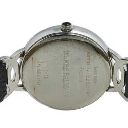 Pre Owned Balmain Black Stainless Steel Diamond Leather Christa 3175 Women's Wristwatch 32 mm
