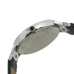 Pre Owned Balmain Black Stainless Steel Diamond Leather Christa 3175 Women's Wristwatch 32 mm