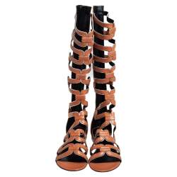 Pierre Hardy Brown Leather Kaliste Gladiator Flat Sandals Size 38
