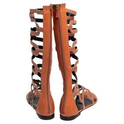 Pierre Hardy Brown Leather Kaliste Gladiator Flat Sandals Size 38