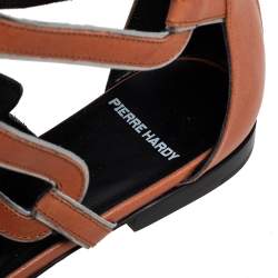 Pierre Hardy Brown Leather Kaliste Gladiator Flat Sandals Size 38