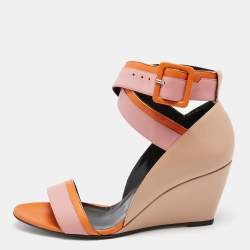 Pierre Hardy Tri-Color Leather Ankle-Strap Wedge Sandals Size 39