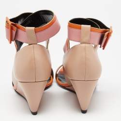 Pierre Hardy Tri-Color Leather Ankle-Strap Wedge Sandals Size 39