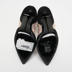 Pierre Hardy Black/Metallic Peach Fabric and Suede Dolly Pointed Toe Ankle Booties Size 38