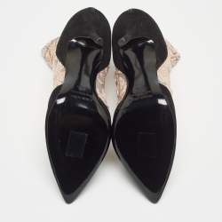 Pierre Hardy Black/Metallic Peach Fabric and Suede Dolly Pointed Toe Ankle Booties Size 38.5