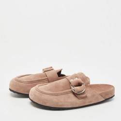 Pierre Hardy Beige Suede Flat Mules Size 38