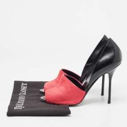 Pierre Hardy Black/Pink Calf Hair Leather and Calf Hair Open Toe Pumps Size 38 