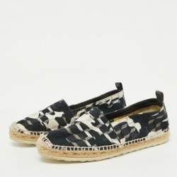 Pierre Hardy Black/White Canvas Ankle Wrap Espadrille Flats Size 37