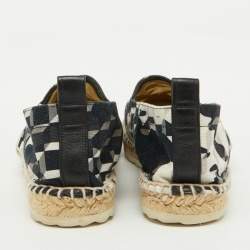 Pierre Hardy Black/White Canvas Ankle Wrap Espadrille Flats Size 37