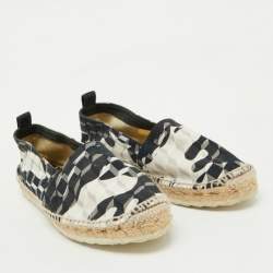 Pierre Hardy Black/White Canvas Ankle Wrap Espadrille Flats Size 37