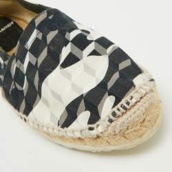 Pierre Hardy Black/White Canvas Ankle Wrap Espadrille Flats Size 37