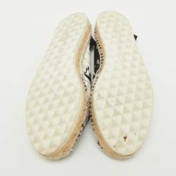 Pierre Hardy Black/White Canvas Ankle Wrap Espadrille Flats Size 37