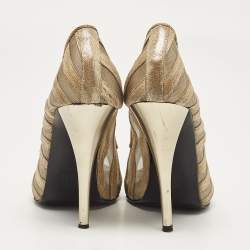 PIERRE HARDY Gold Mesh and Suede Peep Toe Pumps Size 37