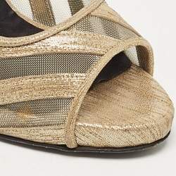 PIERRE HARDY Gold Mesh and Suede Peep Toe Pumps Size 37