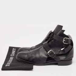PIERRE HARDY Black Leather Double Strap Cutout Ankle Boots Size 40