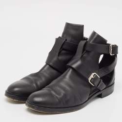 PIERRE HARDY Black Leather Double Strap Cutout Ankle Boots Size 40