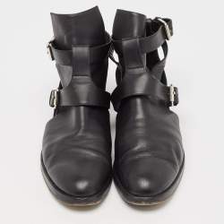 PIERRE HARDY Black Leather Double Strap Cutout Ankle Boots Size 40