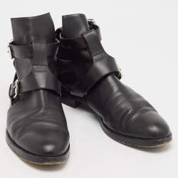 PIERRE HARDY Black Leather Double Strap Cutout Ankle Boots Size 40