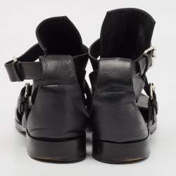 PIERRE HARDY Black Leather Double Strap Cutout Ankle Boots Size 40