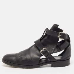 PIERRE HARDY Black Leather Double Strap Cutout Ankle Boots Size 40