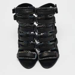 Pierre Hardy Black Snakeskin Strappy Gladiator Sandals Size 35.5