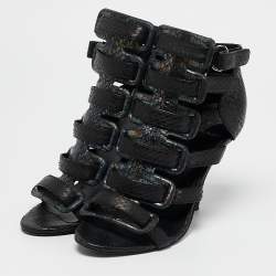 Pierre Hardy Black Snakeskin Strappy Gladiator Sandals Size 35.5