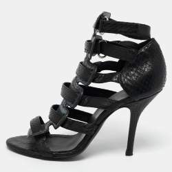 Pierre Hardy Black Snakeskin Strappy Gladiator Sandals Size 35.5