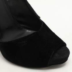 PIERRE HARDY Black/Bronze Leather and Velvet Block Heel Ankle Strap Pumps Size 40