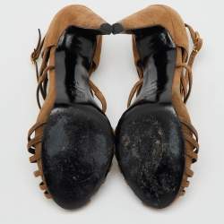 Pierre Hardy Brown Suede Strappy Platform Sandals Size 38