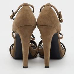 Pierre Hardy Brown Suede Strappy Platform Sandals Size 38